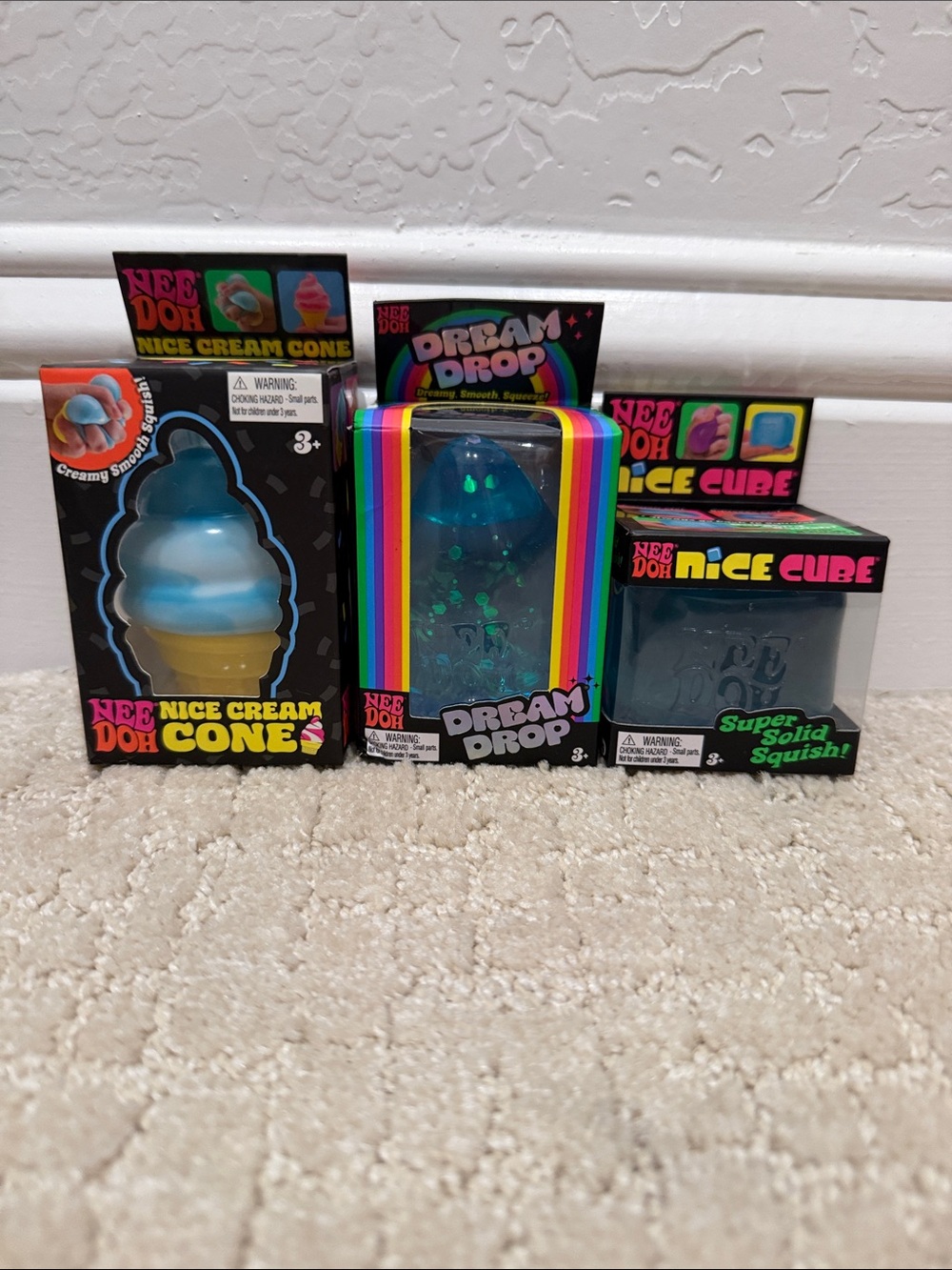 NeeDoh Nice Cream Cone, Dream Drop & Nice Cube Set - Blue